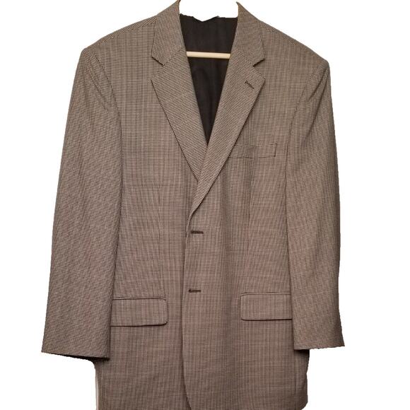 Joseph & Feiss Int'l Blazer Men's Brown Wool Houndstooth Sport Coat Size 44R - Picture 1 of 10